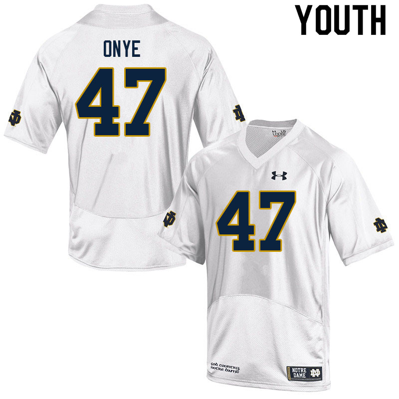Youth #47 Jason Onye Notre Dame Fighting Irish College Football Jerseys Sale-White